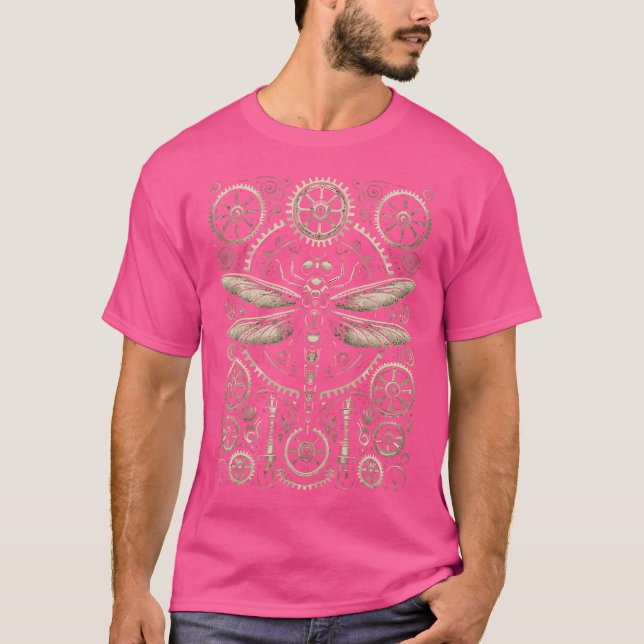 Steampunk Dragonfly Victorian Art Mechanical Steam T Shirt (Framsida)