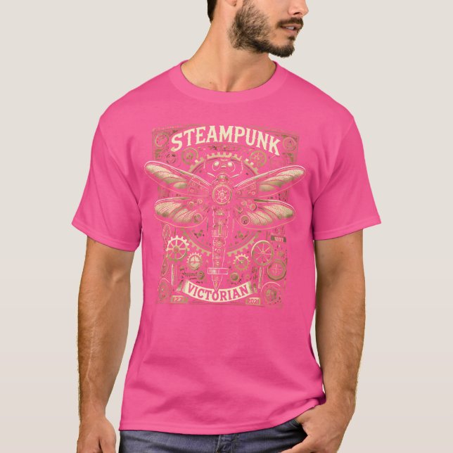 Steampunk Dragonfly Victorian Art Mechanical Steam T Shirt (Framsida)