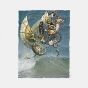 Steampunk Dragons & Dolphins Panel Wall Art Fleecefilt