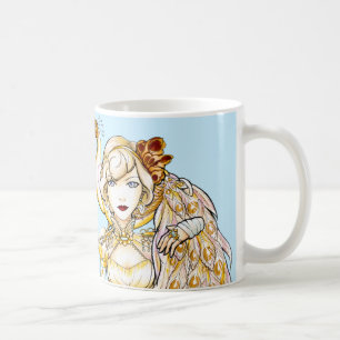 Steampunk drottning och påfågelmugg kaffemugg
