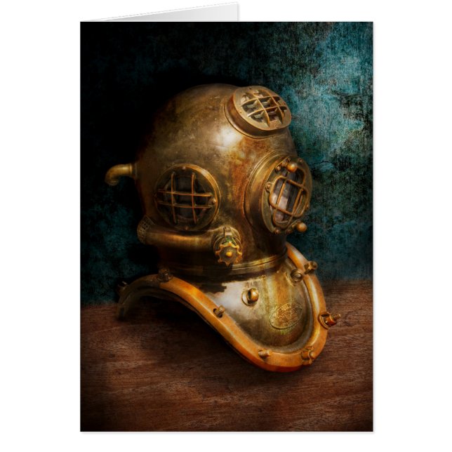 Steampunk - dykning - dykninghjälmen hälsningskort (Framsidan)