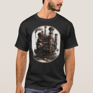 Steampunk Dystopian City Retro Scifi Mechanical Ge T Shirt