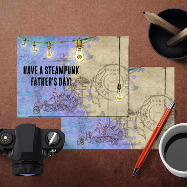 Steampunk Edison Ljus på en Wire Fars dag Helgkort (Skapare uppladdad)