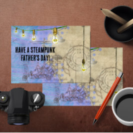 Steampunk Edison Ljus på en Wire Fars dag Julkort