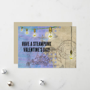 Steampunk Edison Ljus på en Wire Valentindag Julkort