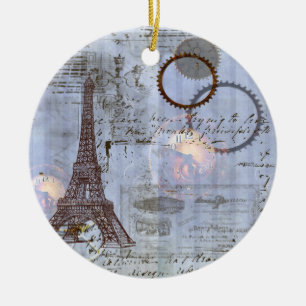 Steampunk Eiffel Torn julprydnad Julgransprydnad Keramik