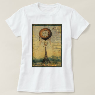 Steampunk Eiffel Torn och Luftballong T-shirt