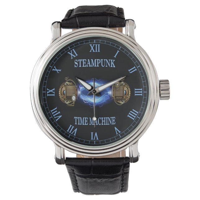 Steampunk ~ Electronic Blue Wave ~ Time Maskin ~ Armbandsur (Framsida)