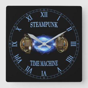 Steampunk ~ Electronic Blue Wave ~ Time Maskin ~ Fyrkantig Klocka