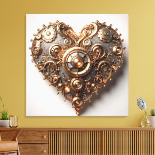Steampunk Elegant Clockwork Gear Heart Canvastryck