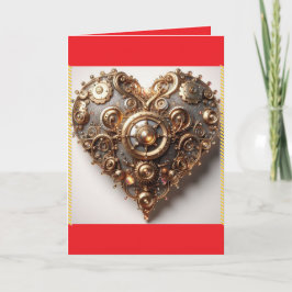 Steampunk Elegant Clockwork Gear Heart Helgkort