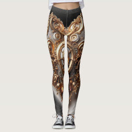 Steampunk Elegant Clockwork Gear Heart Leggings