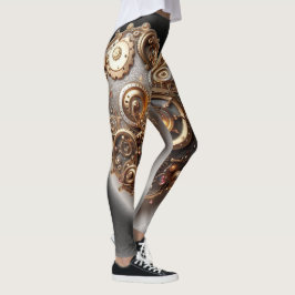 Steampunk Elegant Clockwork Gear Heart Leggings