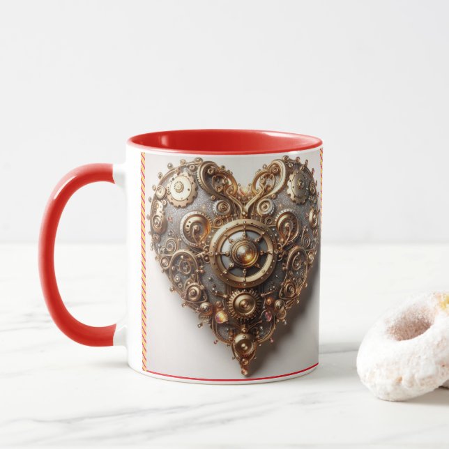 Steampunk Elegant Clockwork Gear Heart Mugg (Med munk)