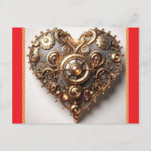 Steampunk Elegant Clockwork Gear Heart Vykort