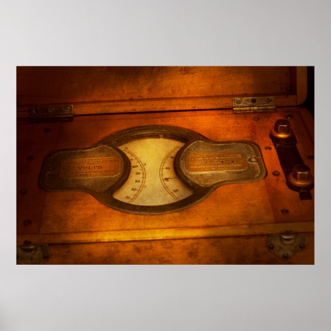 Steampunk - elektriker - Den bärbara voltmätaren Poster (Framsidan)