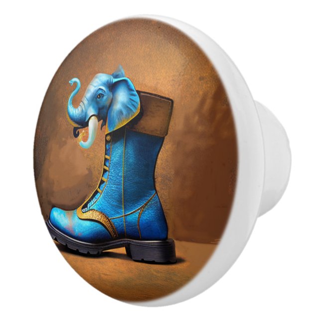 Steampunk Elephant Boot Keramic knob Knopp (Höger)