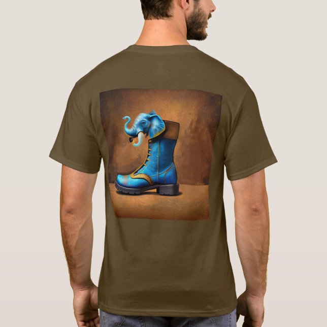 Steampunk Elephant Boot manar brun T-shirt back (Baksida)