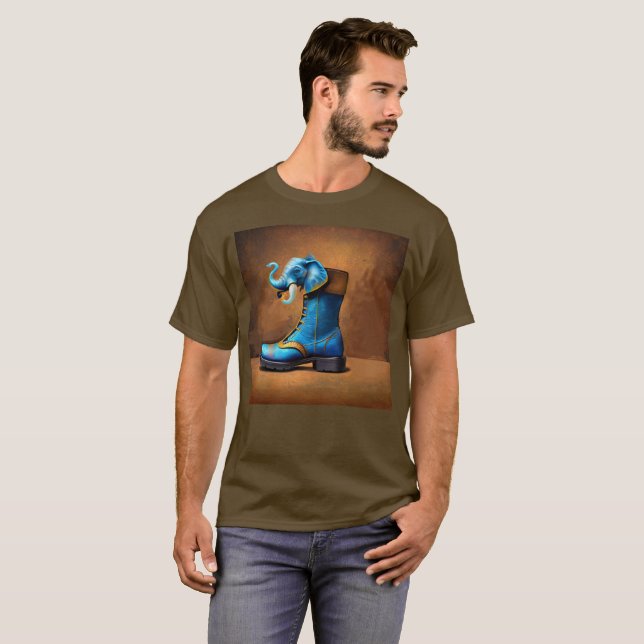 Steampunk Elephant Boot manar brunn T-shirt (Hel framsida)