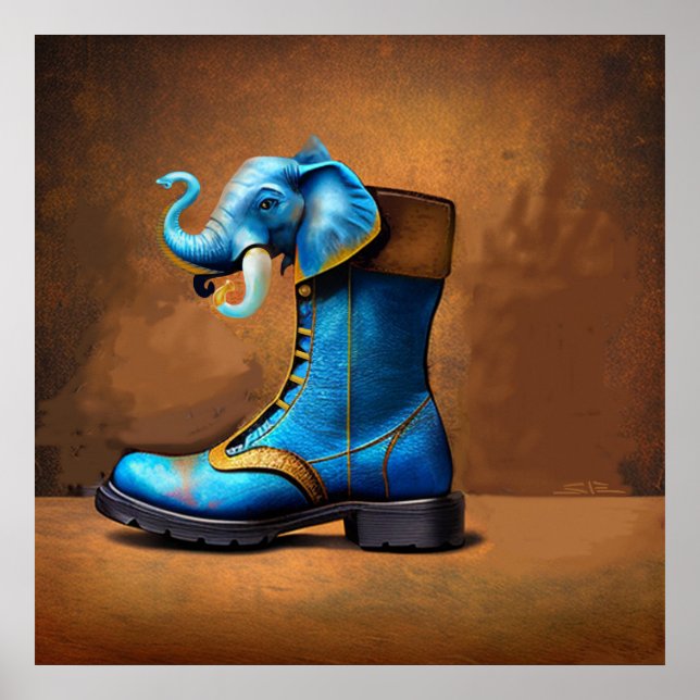 Steampunk Elephant Boot matte poster (Framsidan)