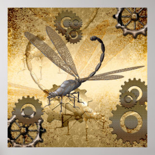 Steampunk enorma ångasländor poster