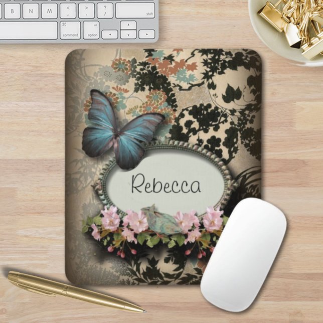 steampunk Ephemera blommigt Butterfly victorian Musmatta (steampunk Ephemera floral Butterfly victorian Mouse Pad)