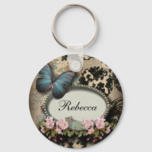 steampunk Ephemera blommigt Butterfly victorian Nyckelring