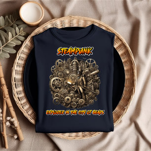 Steampunk Explorer in till staden Gears T-Shirt