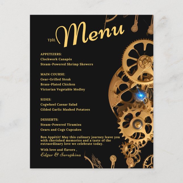 Steampunk Extravaganza Guld Vintage bröllop (Framsida)