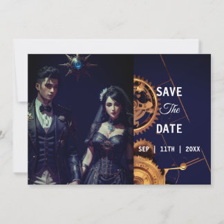Steampunk Extravaganza Vintage Klockverk Bröllop Spara Datumet
