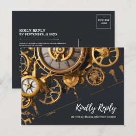 Steampunk Extravaganza Vintage Klockverk RSVP Inbjudan Vykort