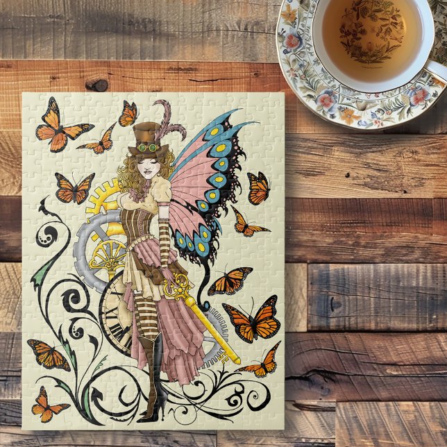 Steampunk Fairy Gult Clock Gears Pussel (Skapare uppladdad)