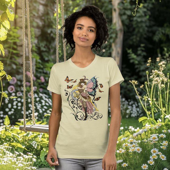 Steampunk Fairy Gult Clock Gears T Shirt (Skapare uppladdad)