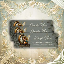 Steampunk Fairy med Golden Vingar Returadress Etikett