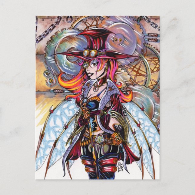 Steampunk Fairy Postcard Vykort (Framsida)