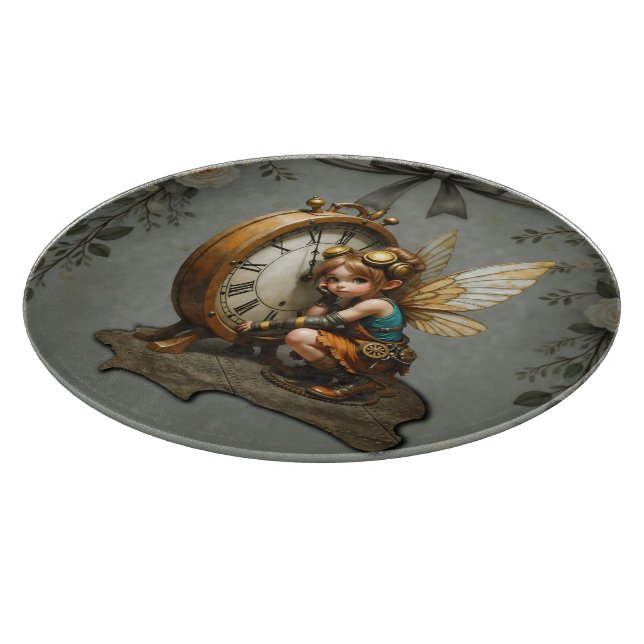 Steampunk Fairy with Golden Vingar & Antique Clock (Hörn)