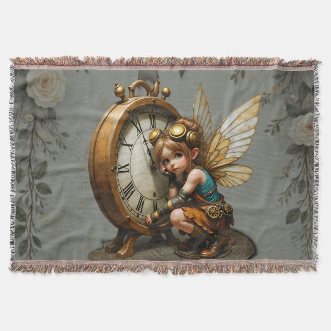Steampunk Fairy with Golden Vingar & Antique Clock Filt (Framsidan)