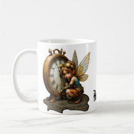 Steampunk Fairy with Golden Vingar & Antique Clock Kaffemugg