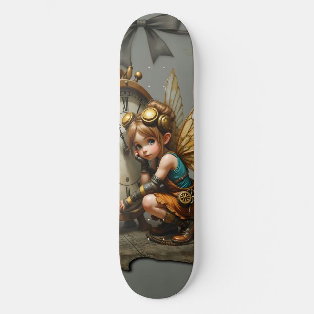 Steampunk Fairy with Golden Vingar & Antique Clock Mini Skateboard Bräda 18,5 Cm (Framsida)