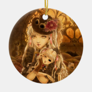 Steampunk fantasiprydnad julgransprydnad keramik