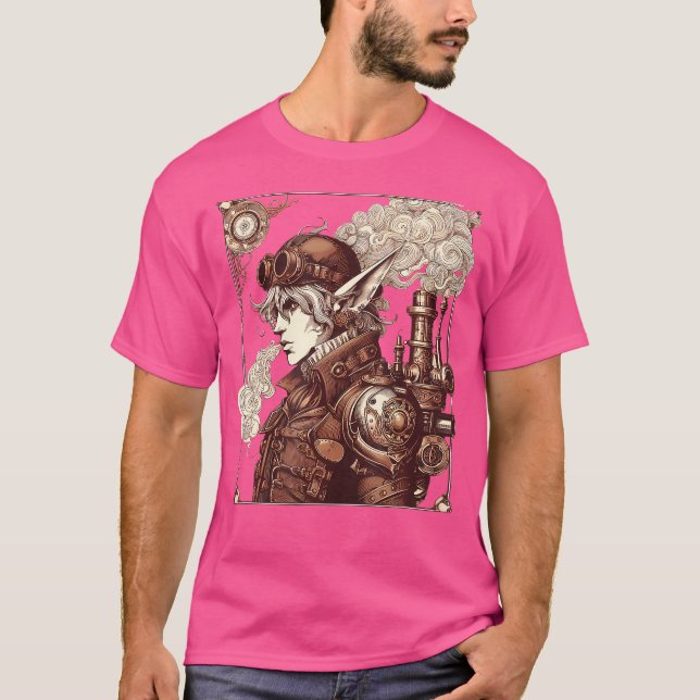 Steampunk Fantasy Elf Art T Shirt (Framsida)