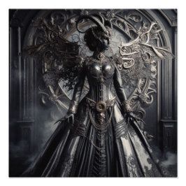 Steampunk Fantasy Mörker Demon Mode Fototryck
