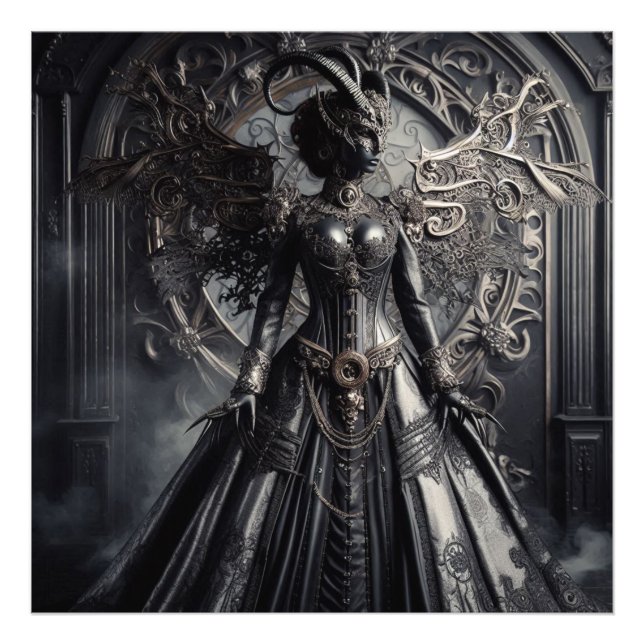 Steampunk Fantasy Mörker Djävul Mode  Fototryck (Framsidan)