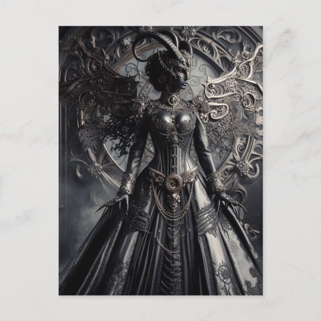 Steampunk Fantasy Mörkret Demon Mode Vykort (Framsida)
