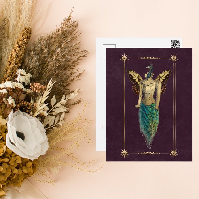 Steampunk Fantasy Peacock Vykort (Skapare uppladdad)