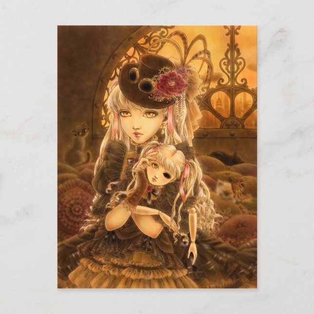 Steampunk Fantasy Postcard - om Vykort (Framsida)