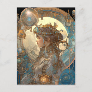 Steampunk Fantasy Sci-Fi Art nouveau Dam Vykort