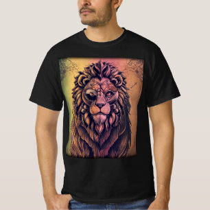 Steampunk Färg Gradient Rustic Lejon T Shirt