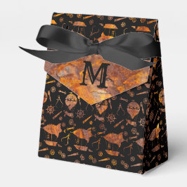 Steampunk Färgglada Rostiga Luftskepp Monogram Presentaskar