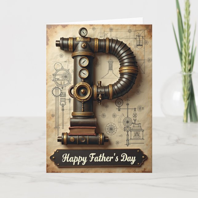 Steampunk Fars Dag-kort Kort (Framsida)